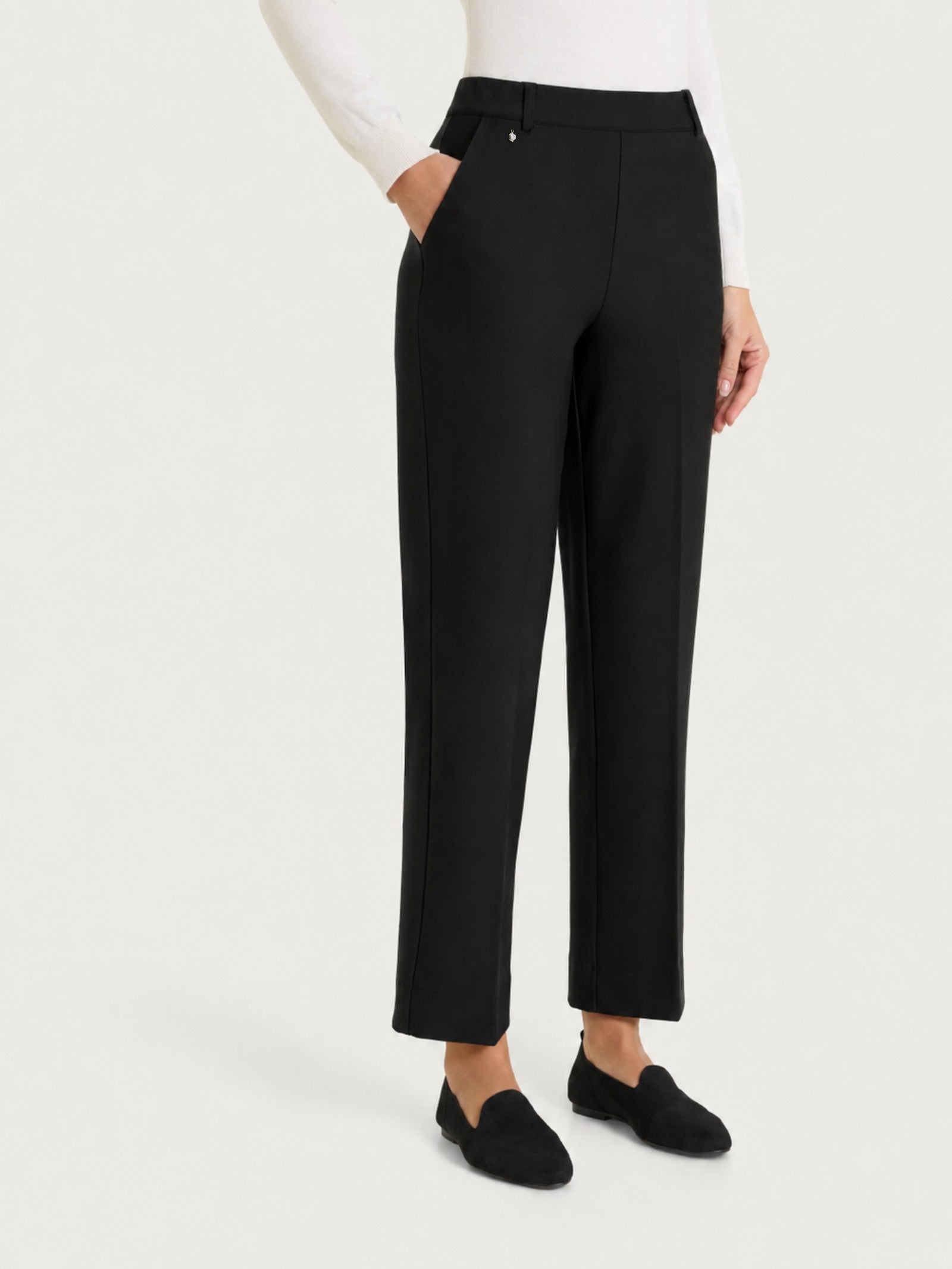 Pantalone flare con tasche in Compact Neri Donna - Ragno