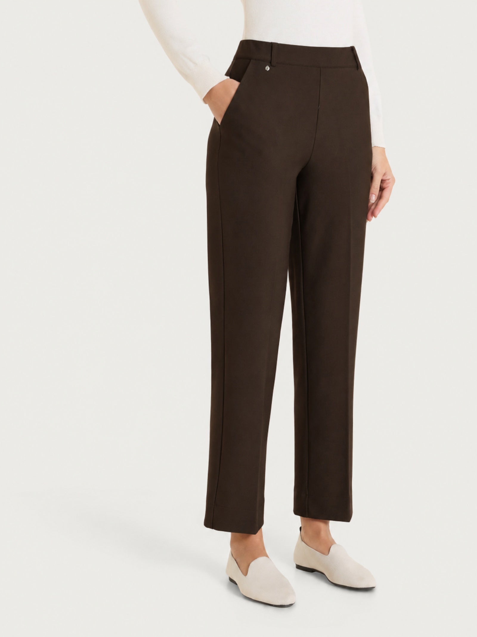 Pantalone flare con tasche in Compact Marroni Donna - Ragno
