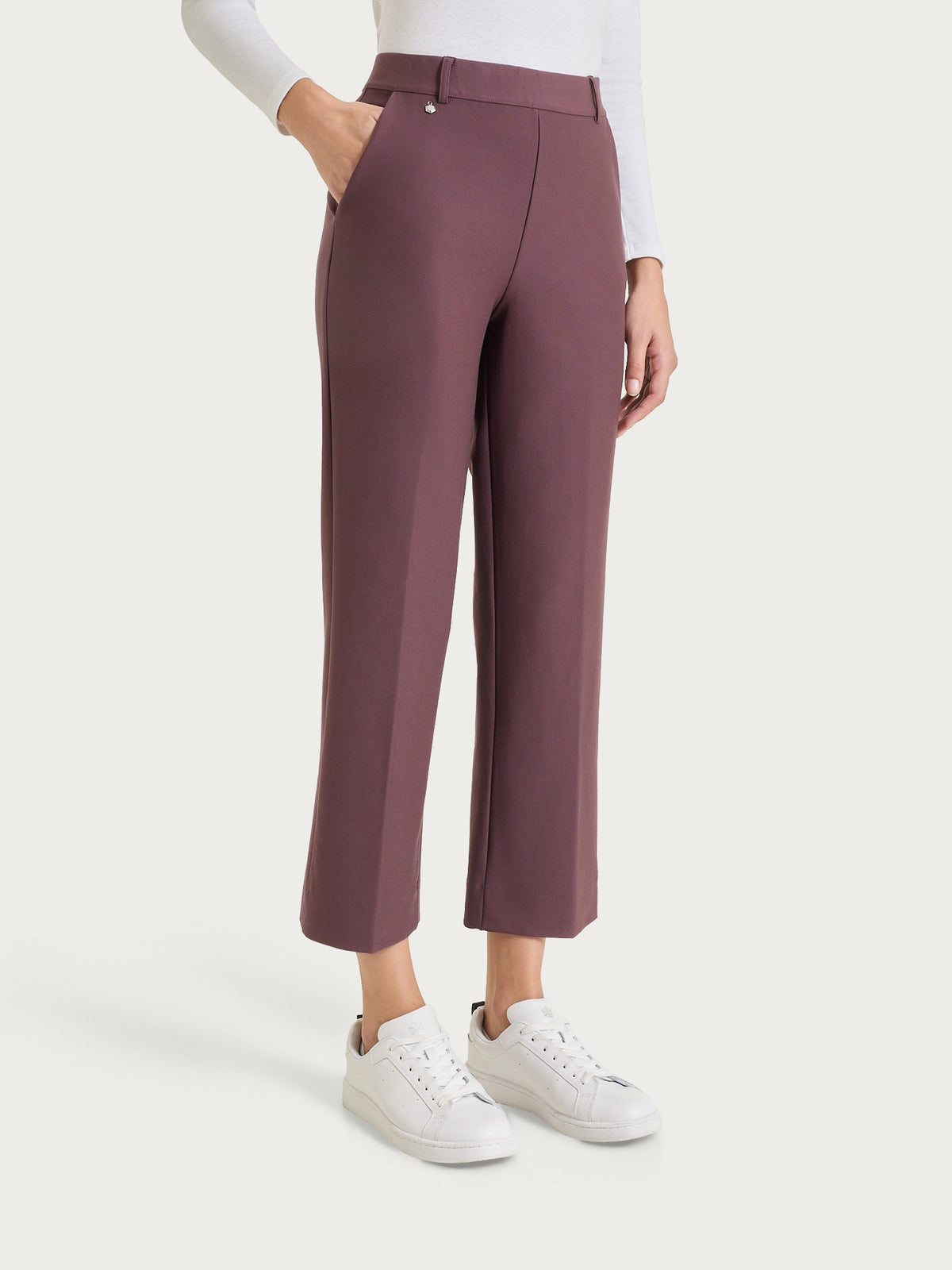 Pantalone flare con tasche in Compact Viola Donna - Ragno