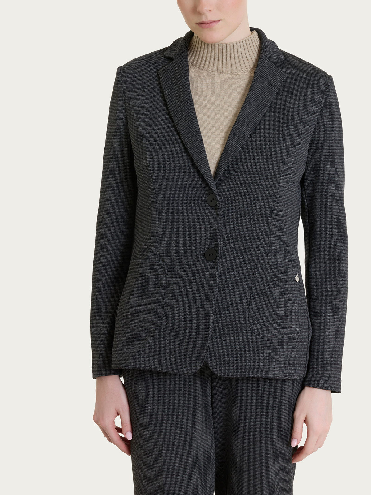Blazer con due bottoni e micro pied de poule in Jacquard Neri Donna - Ragno