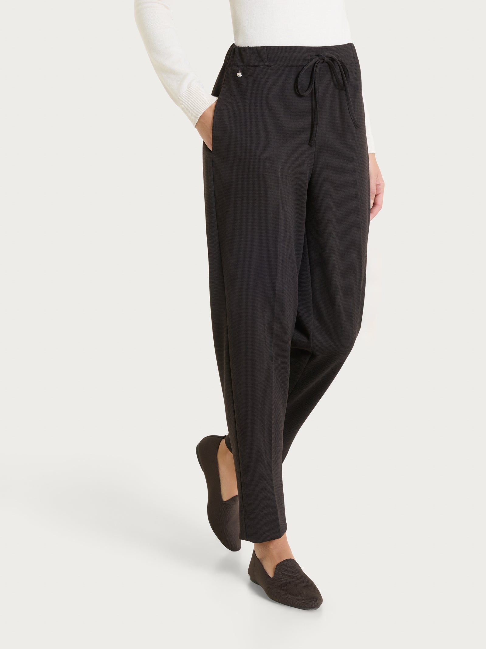 Pantalone jogger con tasche e micro pattern in Jacquard Marroni Donna - Ragno