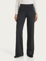 Women's Wide Pants with Nero Jacquard Houndstooth Pattern - Ragno