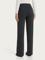 Women's Wide Pants with Nero Jacquard Houndstooth Pattern - Ragno