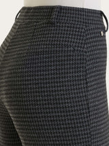 Women's Wide Pants with Nero Jacquard Houndstooth Pattern - Ragno