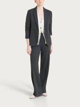 Women's Wide Pants with Nero Jacquard Houndstooth Pattern - Ragno