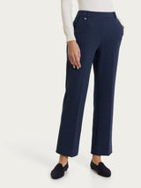 Pantalone flare con tasche e pied de poule in Jacquard Blu Donna - Ragno