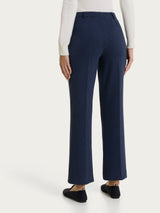 Pantalone flare con tasche e pied de poule in Jacquard Blu Donna - Ragno