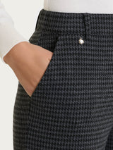 Pantalone dritto con tasche e pied de poule in Jacquard Neri Donna - Ragno