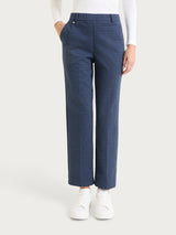 Pantalone dritto con tasche e pied de poule in Jacquard Blu Donna - Ragno