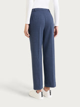 Pantalone dritto con tasche e pied de poule in Jacquard Blu Donna - Ragno