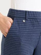 Pantalone dritto con tasche e pied de poule in Jacquard Blu Donna - Ragno