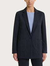 Blazer monopetto gessato in Jacquard Blu Donna - Ragno