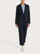 Blazer monopetto gessato in Jacquard Blu Donna - Ragno