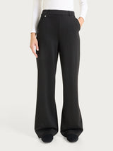 Pantalone gessato a palazzo con tasche in Jacquard Neri Donna - Ragno