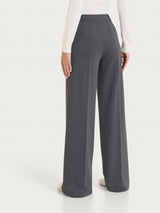Pantalone gessato a palazzo con tasche in Jacquard Neri Donna - Ragno