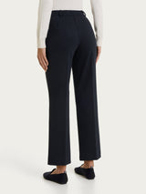 Women's Blue Jacquard Flared Pinstripe Pants with Pockets - Ragno