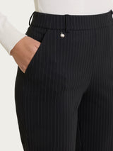 Gerade geschnittene Nadelstreifenhose mit Taschen aus schwarzem Jacquard für Damen – Ragno