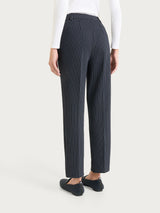 Pantalone gessato dritto con tasche in Jacquard Blu Donna - Ragno