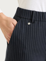 Pantalone gessato dritto con tasche in Jacquard Blu Donna - Ragno