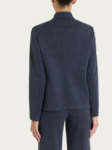 Blazer corto con revers alzato in Eco Jacquard Blu Donna - Ragno