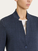 Blazer corto con revers alzato in Eco Jacquard Blu Donna - Ragno