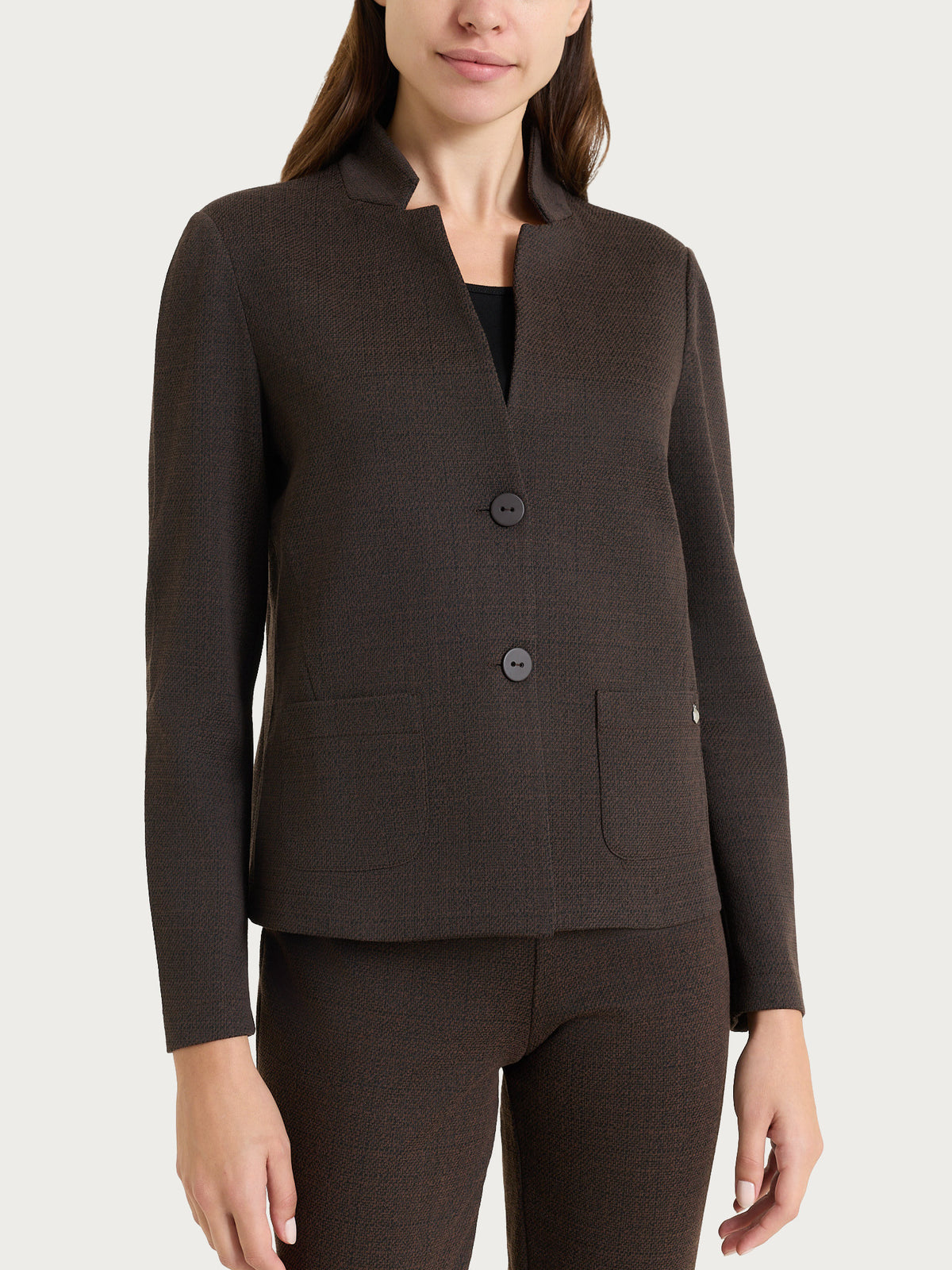 Blazer corto con revers alzato in Jacquard Marroni Donna - Ragno
