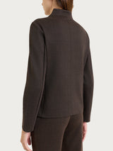 Kurzer Blazer mit hochgeschlagenem Revers aus braunem Jacquard für Damen – Ragno