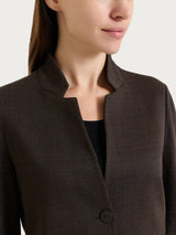 Kurzer Blazer mit hochgeschlagenem Revers aus braunem Jacquard für Damen – Ragno