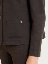 Kurzer Blazer mit hochgeschlagenem Revers aus braunem Jacquard für Damen – Ragno