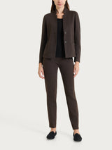 Kurzer Blazer mit hochgeschlagenem Revers aus braunem Jacquard für Damen – Ragno