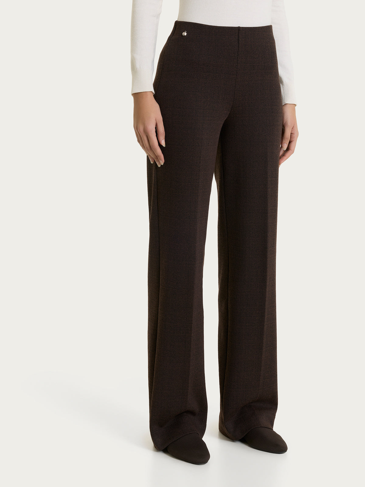 Pantalone ampio con tweed pattern in Jacquard Marroni Donna - Ragno