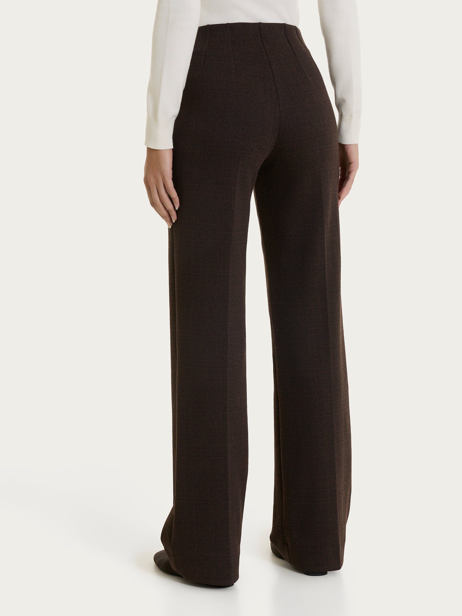 Pantalone ampio con tweed pattern in Eco Jacquard Marroni Donna - Ragno