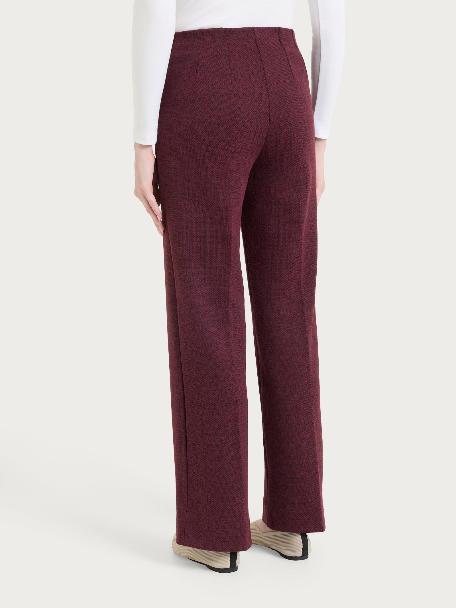 Pantalone ampio con tweed pattern in Eco Jacquard Viola Donna - Ragno