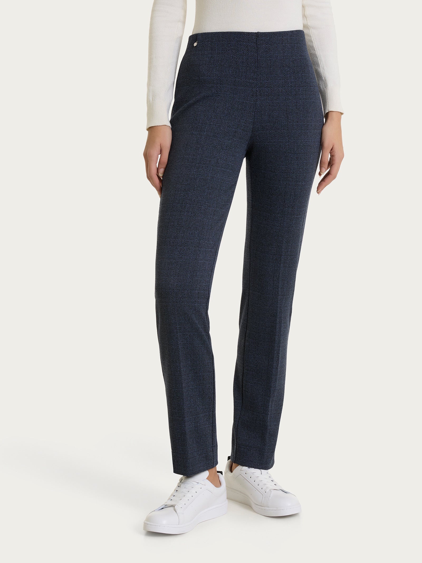 Pantalone dritto con tweed pattern in Eco Jacquard Blu Donna - Ragno