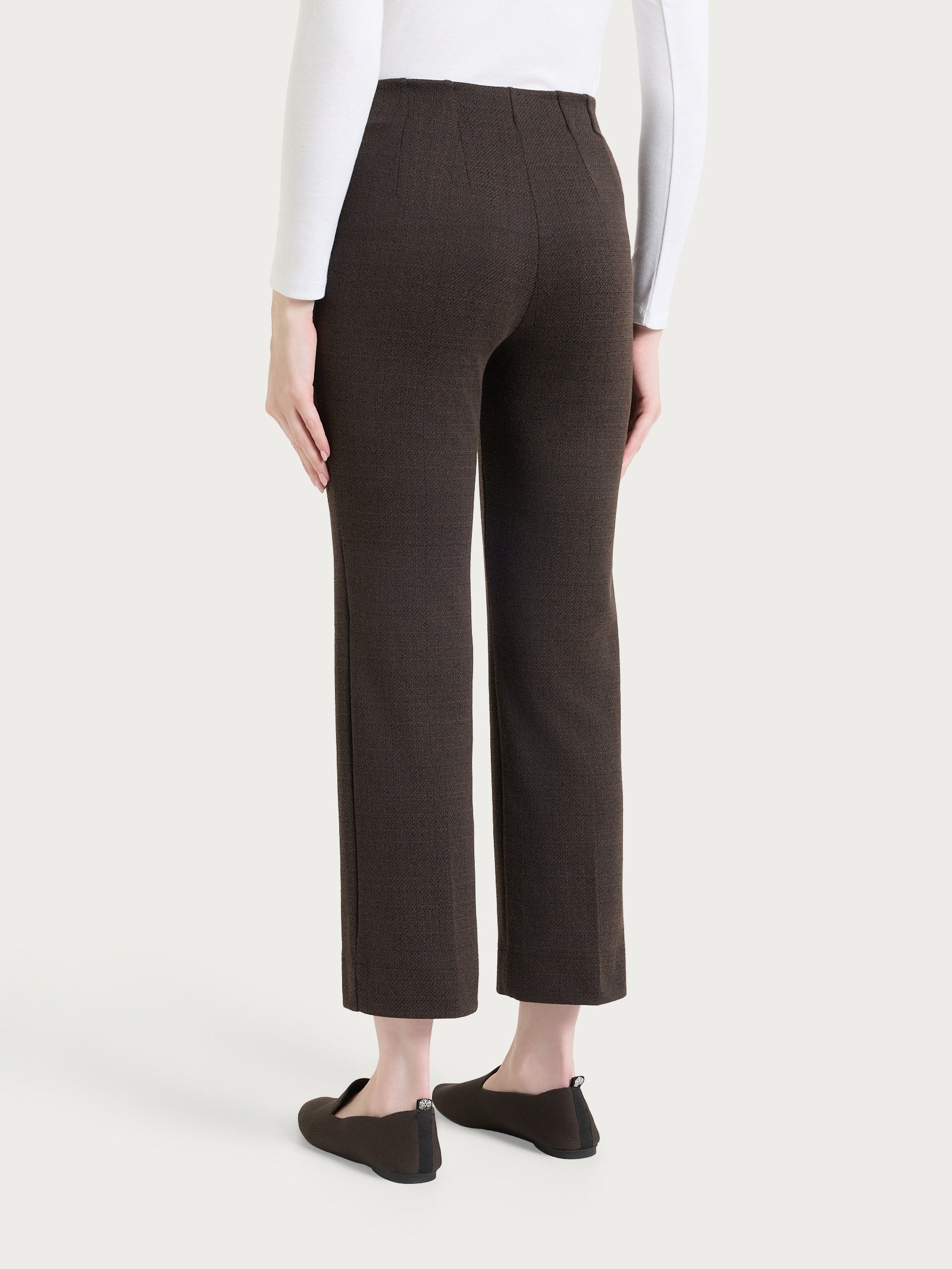 Pantalone dritto con tweed pattern in Eco Jacquard Marroni Donna - Ragno