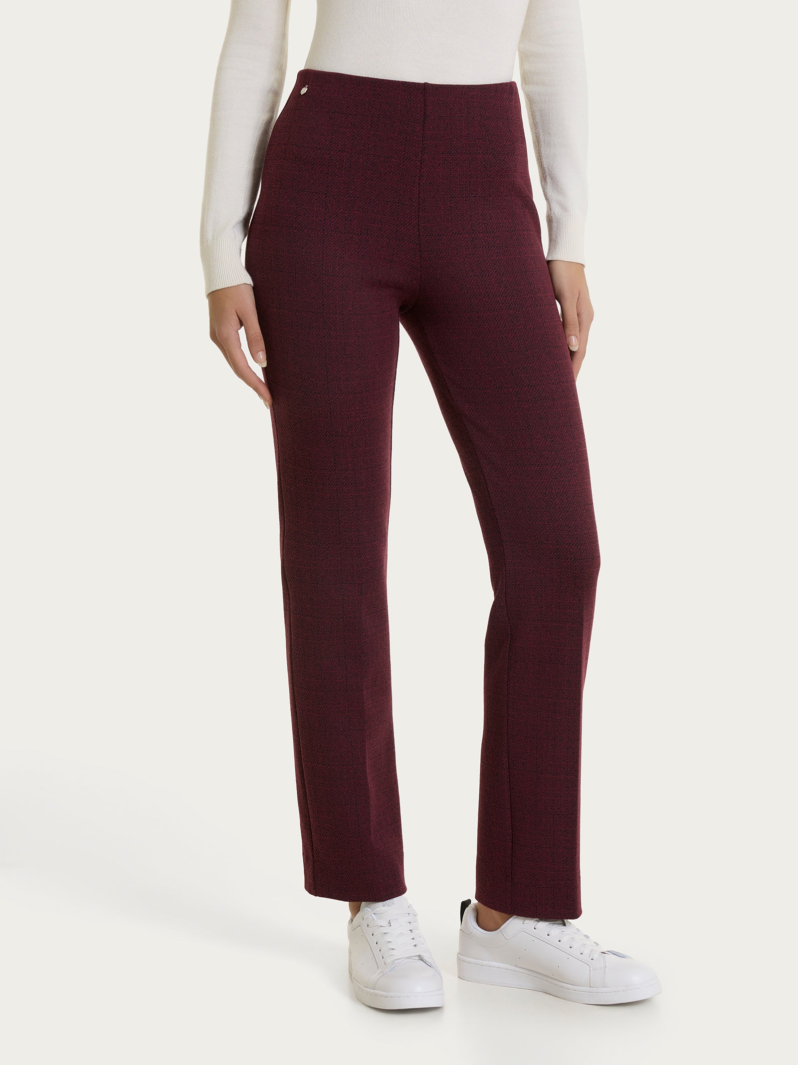 Pantalone dritto con tweed pattern in Eco Jacquard Viola Donna - Ragno