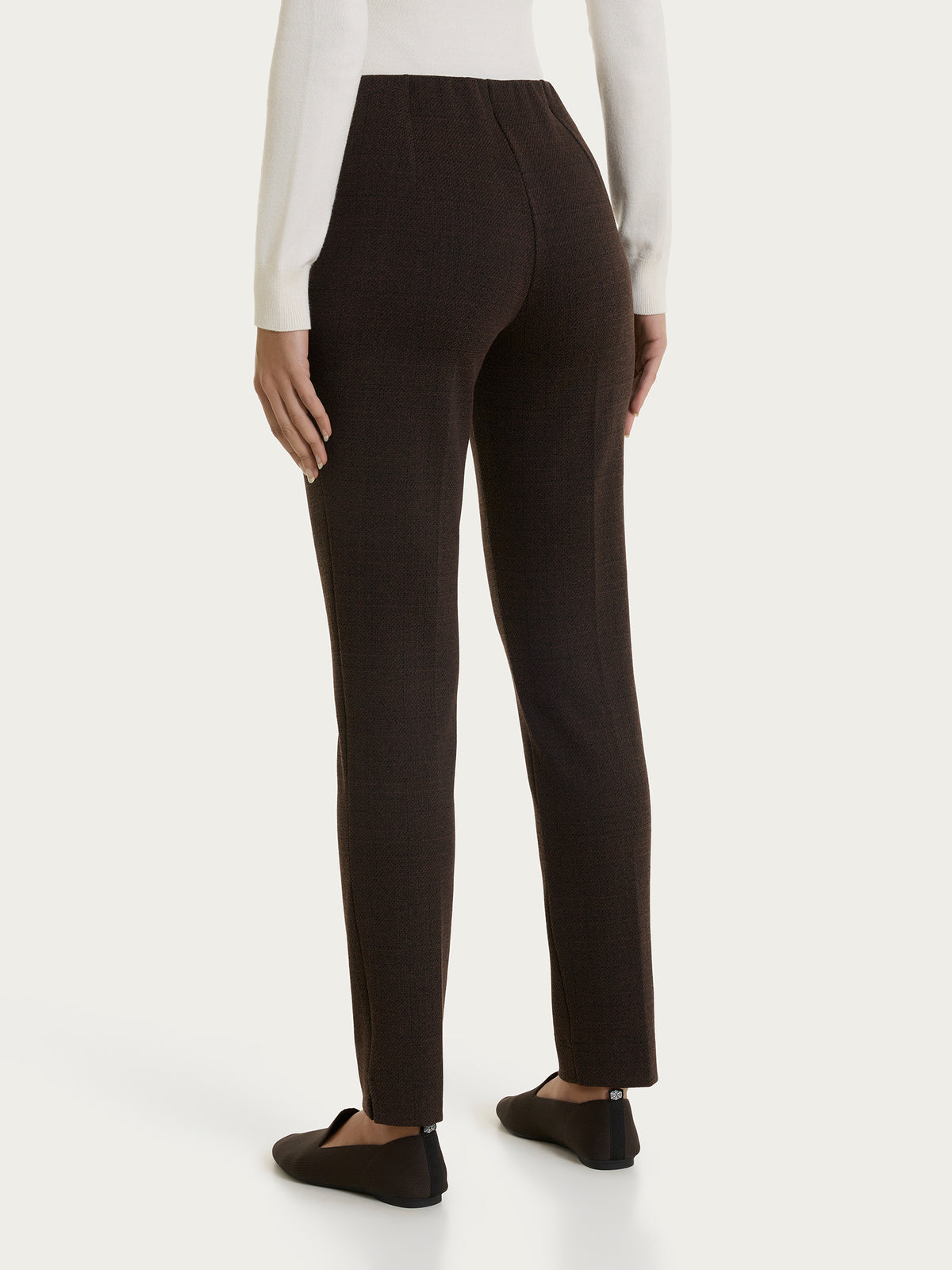 Pantalone a sigaretta con tweed pattern in Eco Jacquard Marroni Donna - Ragno