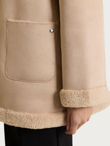 FuzzyCoat Women's Double-Faced Hooded Jacket with Curly Effect in Brown - Ragno