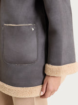 FuzzyCoat Giaccone con cappuccio double-face effetto Curly Neri Donna - Ragno