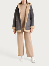 FuzzyCoat Giaccone con cappuccio double-face effetto Curly Neri Donna - Ragno