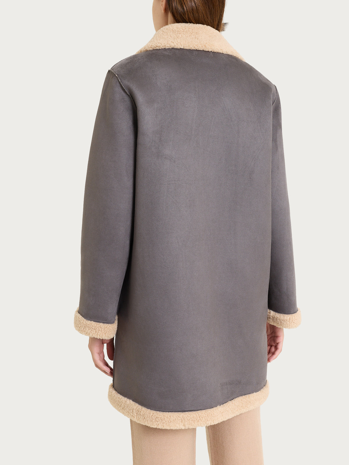 FuzzyCoat Cappotto corto double-face effetto Curly Neri Donna - Ragno