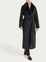 SoftCoat Cappotto lungo con revers effetto fuzzy Neri Donna - Ragno