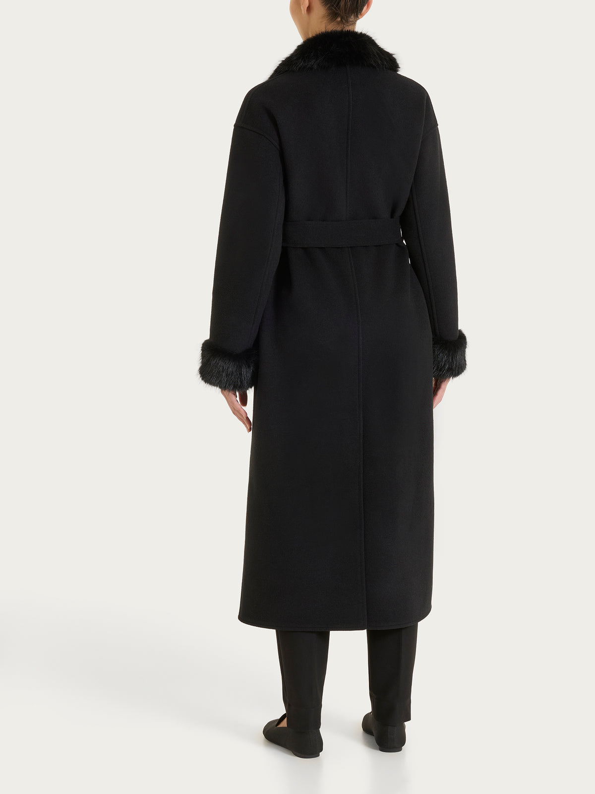 SoftCoat Cappotto lungo con revers effetto fuzzy Neri Donna - Ragno