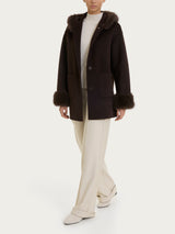 SoftCoat Cappotto con cappuccio effetto fuzzy  Marroni Donna - Ragno