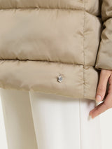 Satin Puffer piumino con cappuccio e dettagli effetto fuzzy Gialli Donna - Ragno