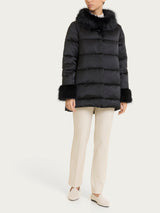 Satin Puffer piumino con dettagli effetto fuzzy Neri Donna - Ragno