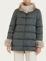 Satin Puffer piumino con dettagli effetto fuzzy Grigi Donna - Ragno