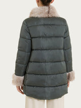 Satin Puffer piumino con dettagli effetto fuzzy Grigi Donna - Ragno