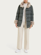 Satin Puffer piumino con dettagli effetto fuzzy Grigi Donna - Ragno