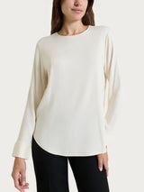 Blusa girocollo in Light Flannel Bianchi Donna - Ragno